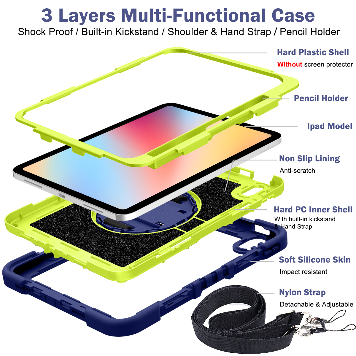 Silicone B series Apple Navy blue + yellow green