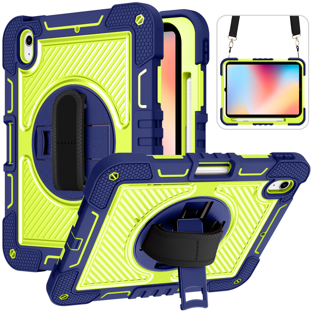 Silicone B series Apple Navy blue + yellow green