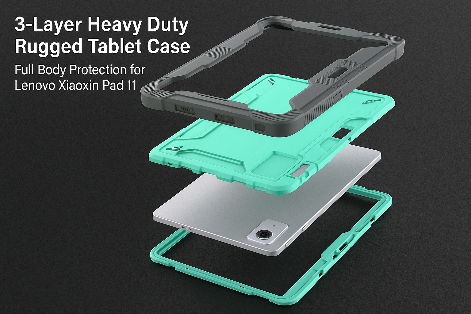 TOZIZO A Series 3-Layer Heavy Duty Rugged Tablet Case: Full Body Protection for Lenovo Xiaoxin Pad 11 / iDeaPad 11 / K11 Gen2