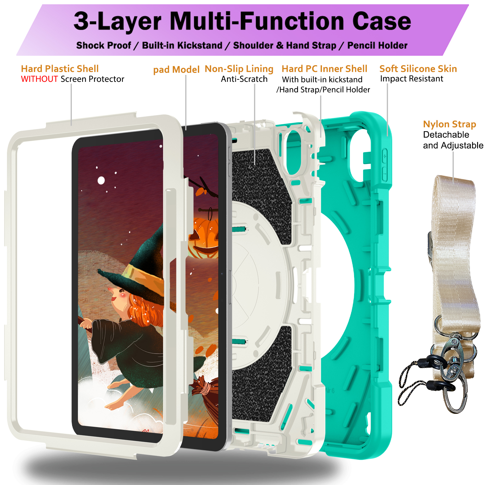 Silicone BM series Apple iPad Mint green + white
