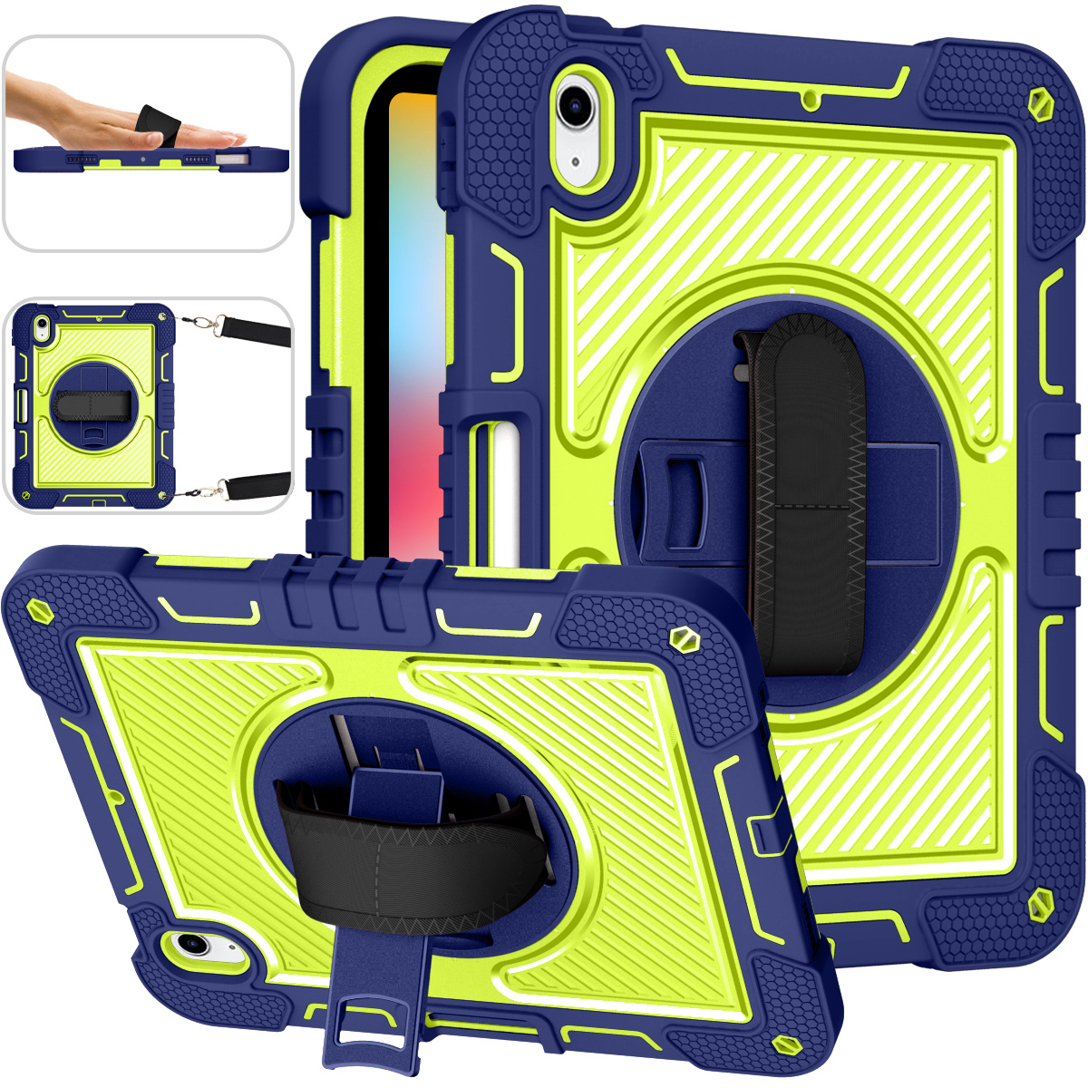 Silicone B series Apple Navy blue + yellow green
