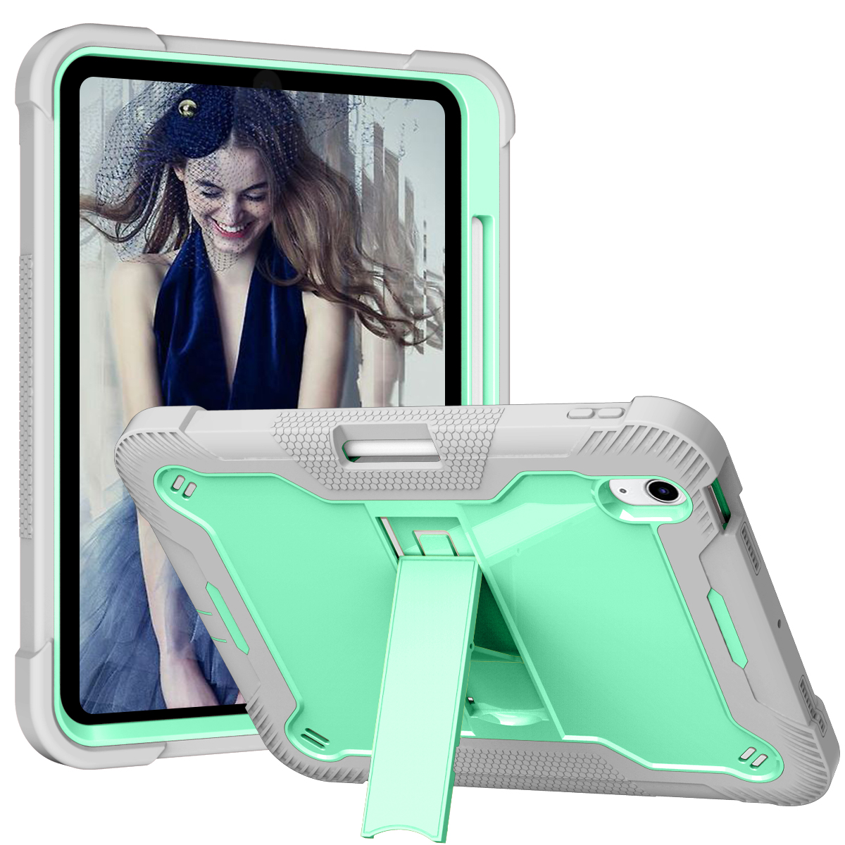 Silicone A series Apple iPad Mint green + gray