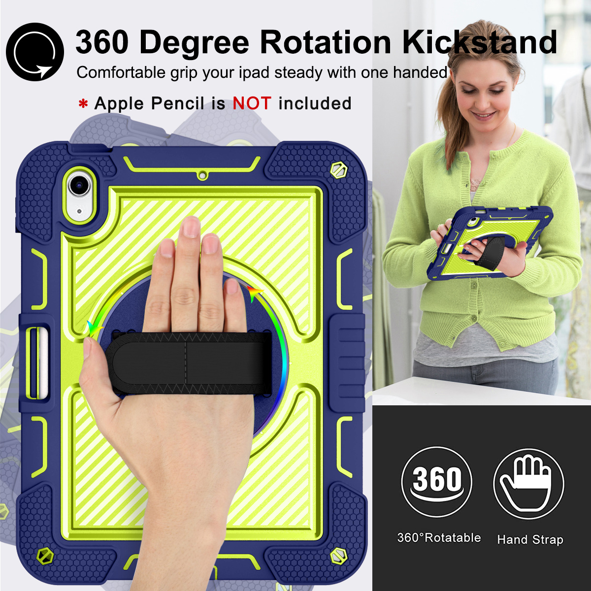 Silicone B series Apple Navy blue + yellow green