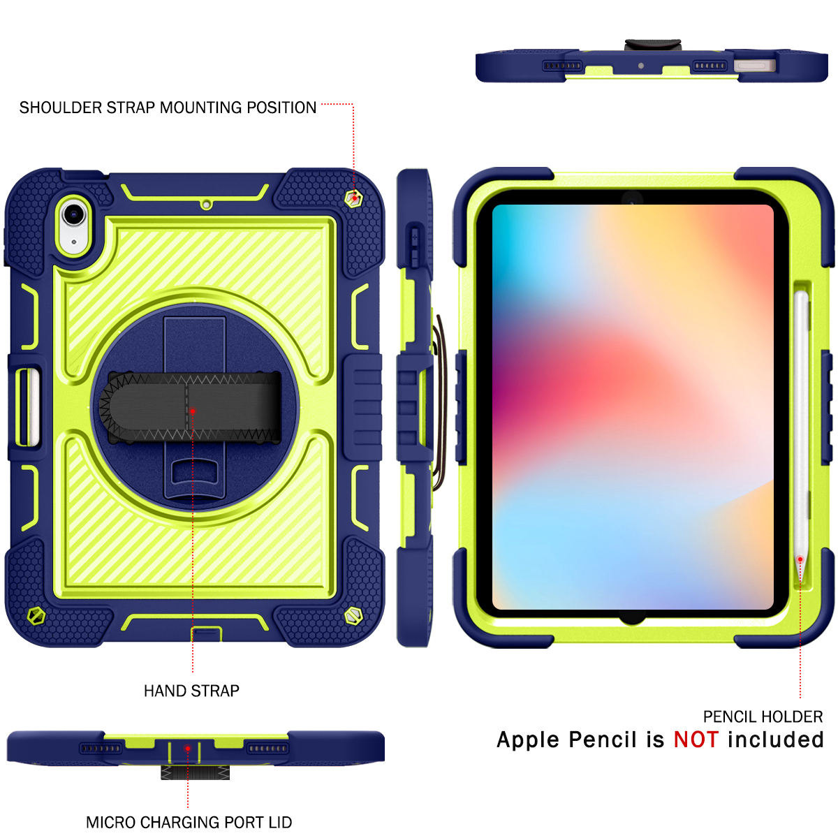 Silicone B series Apple Navy blue + yellow green