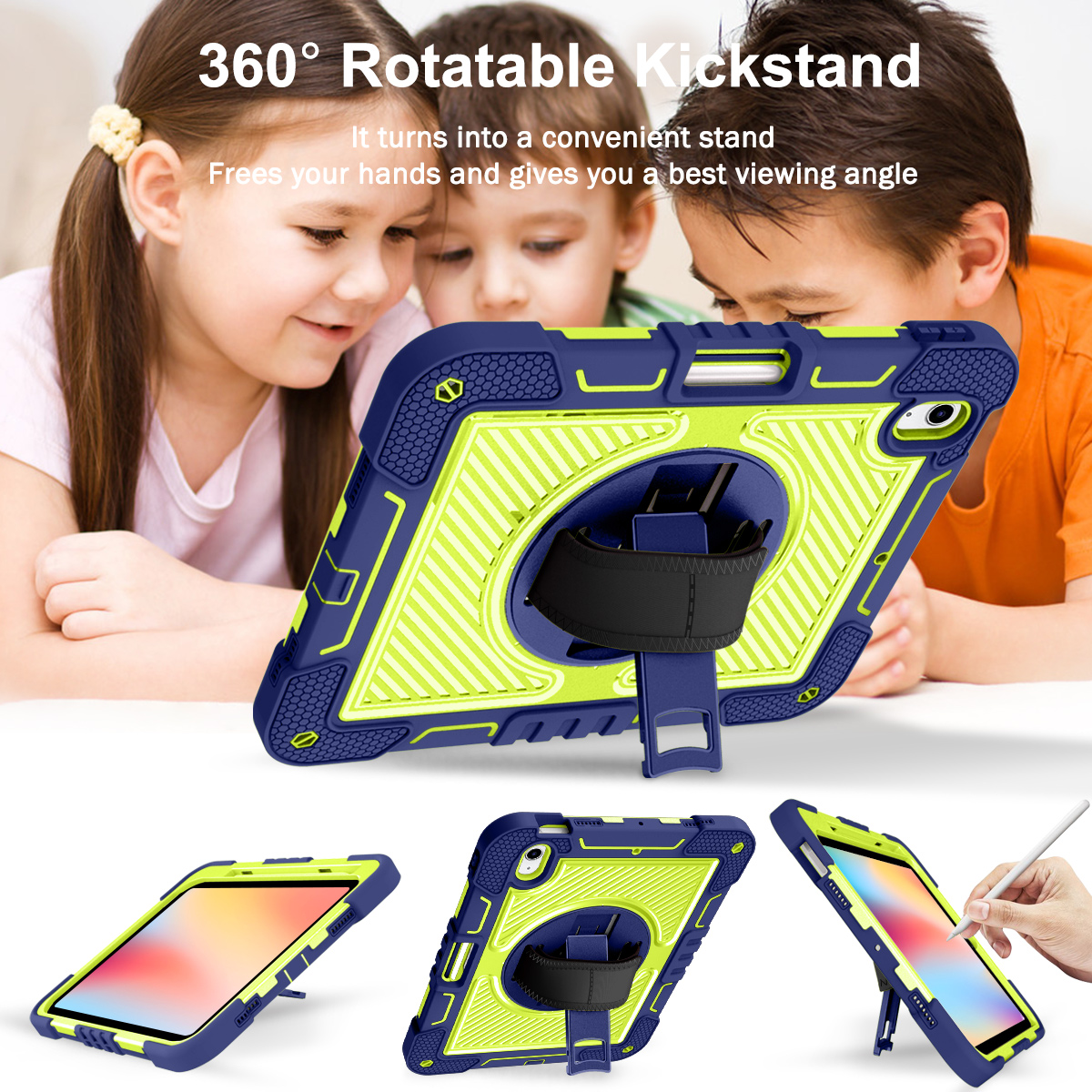 Silicone B series Apple Navy blue + yellow green