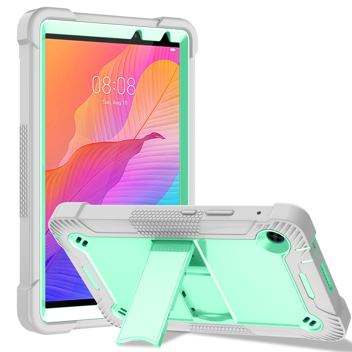 Sturdy 3-in-1 Heavy Duty Shockproof Silicone Tablet Case for Huawei MatePad T8 8'' – Mint Green