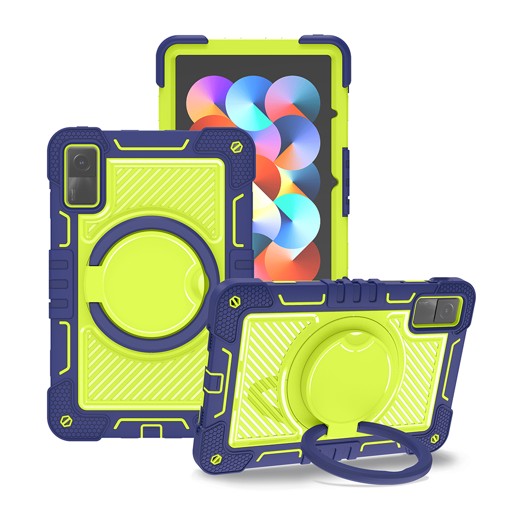 TOZIZO Navy Blue+Yellow-Green 360° Rotatable Shockproof Rugged Case for Redmi Pad 10.61