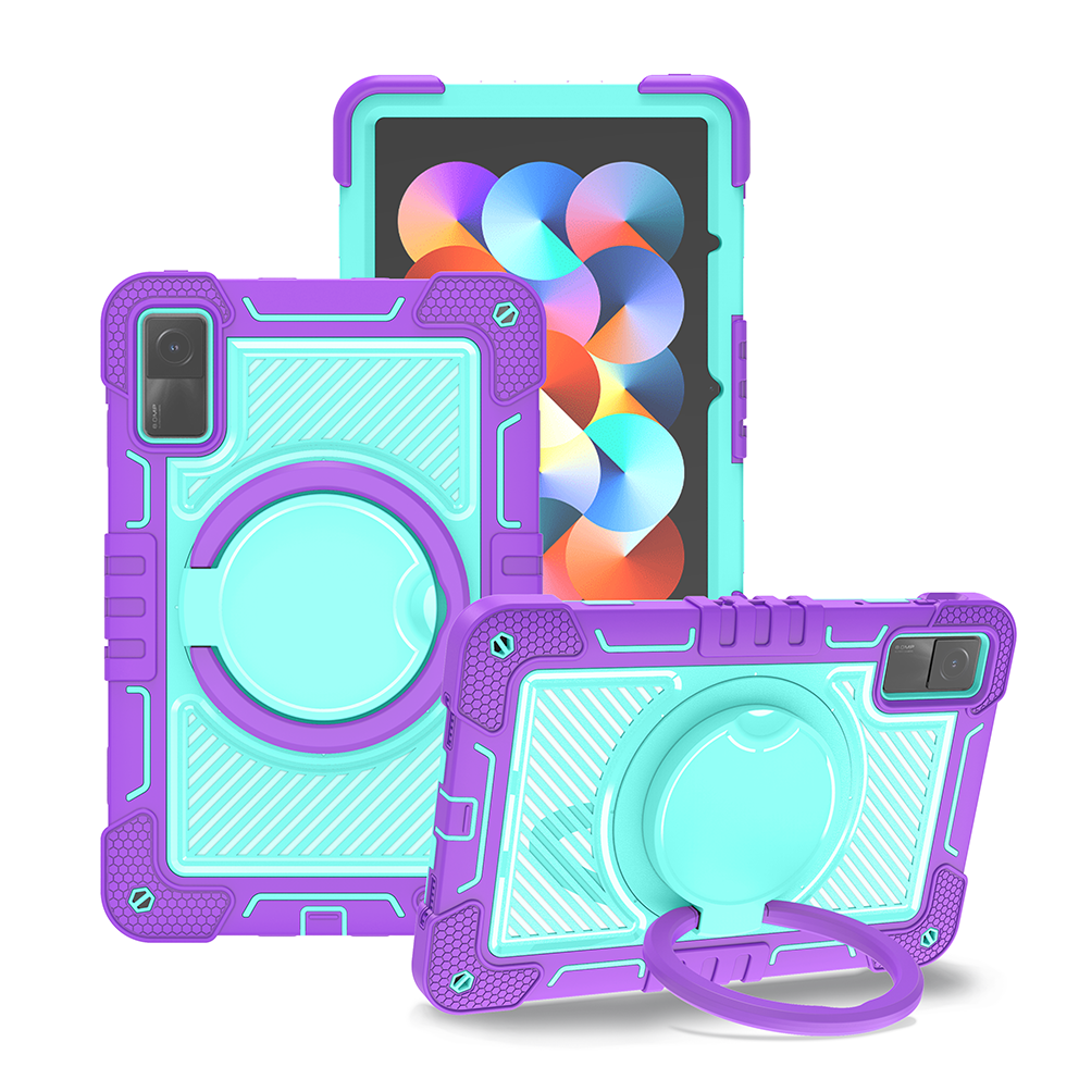 TOZIZO Purple+Mint Green Shockproof Silicone Case with Kickstand for Redmi Pad 10.61