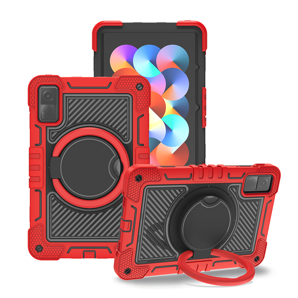 TOZIZO Red+Black Full Body Rugged Shockproof Tablet Case for Redmi Pad 10.61 with Kickstand