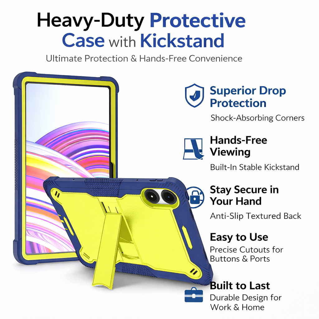 TOZIZO Yellow Heavy Duty Rugged Tablet Case for Kids - Shockproof Tablet Cover for Xiaomi Poco M1 12.1