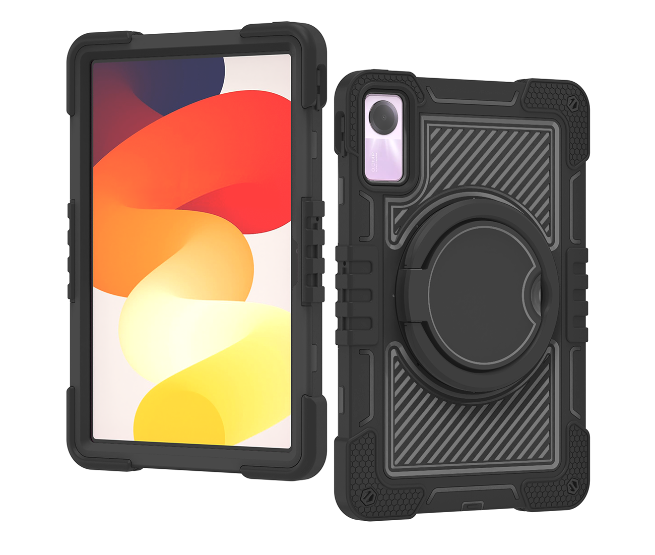 TOZIZO Black Heavy Duty Shockproof Case for Redmi Pad SE 8.7in with 360° Kickstand & Grip