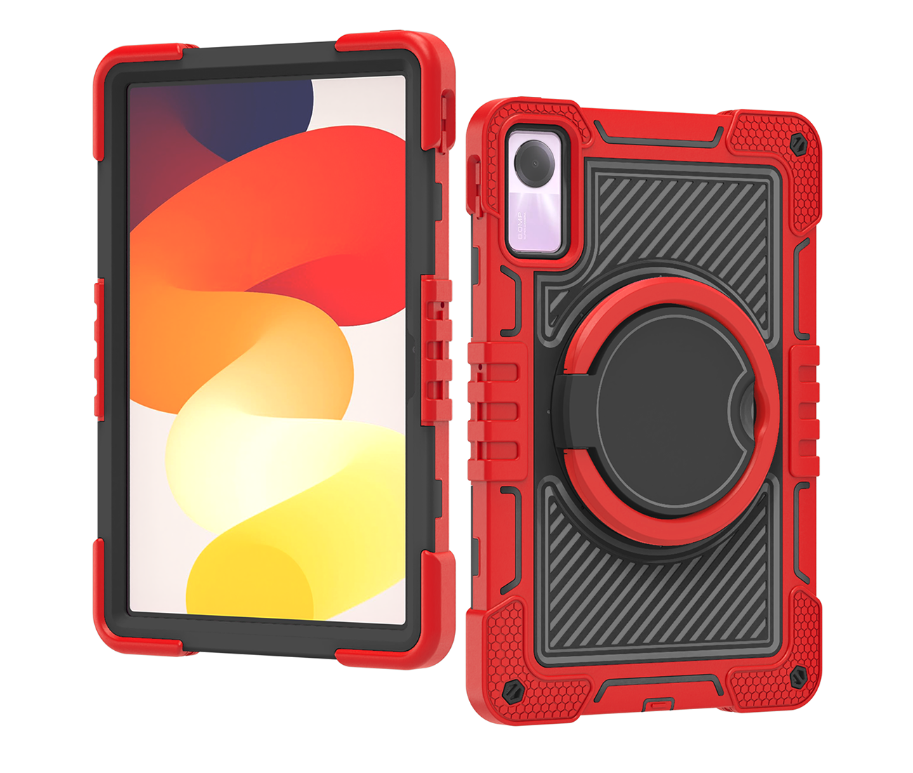 TOZIZO Heavy Duty Shockproof Red & Black Case for Redmi Pad SE 4G 8.7 inch with Kickstand