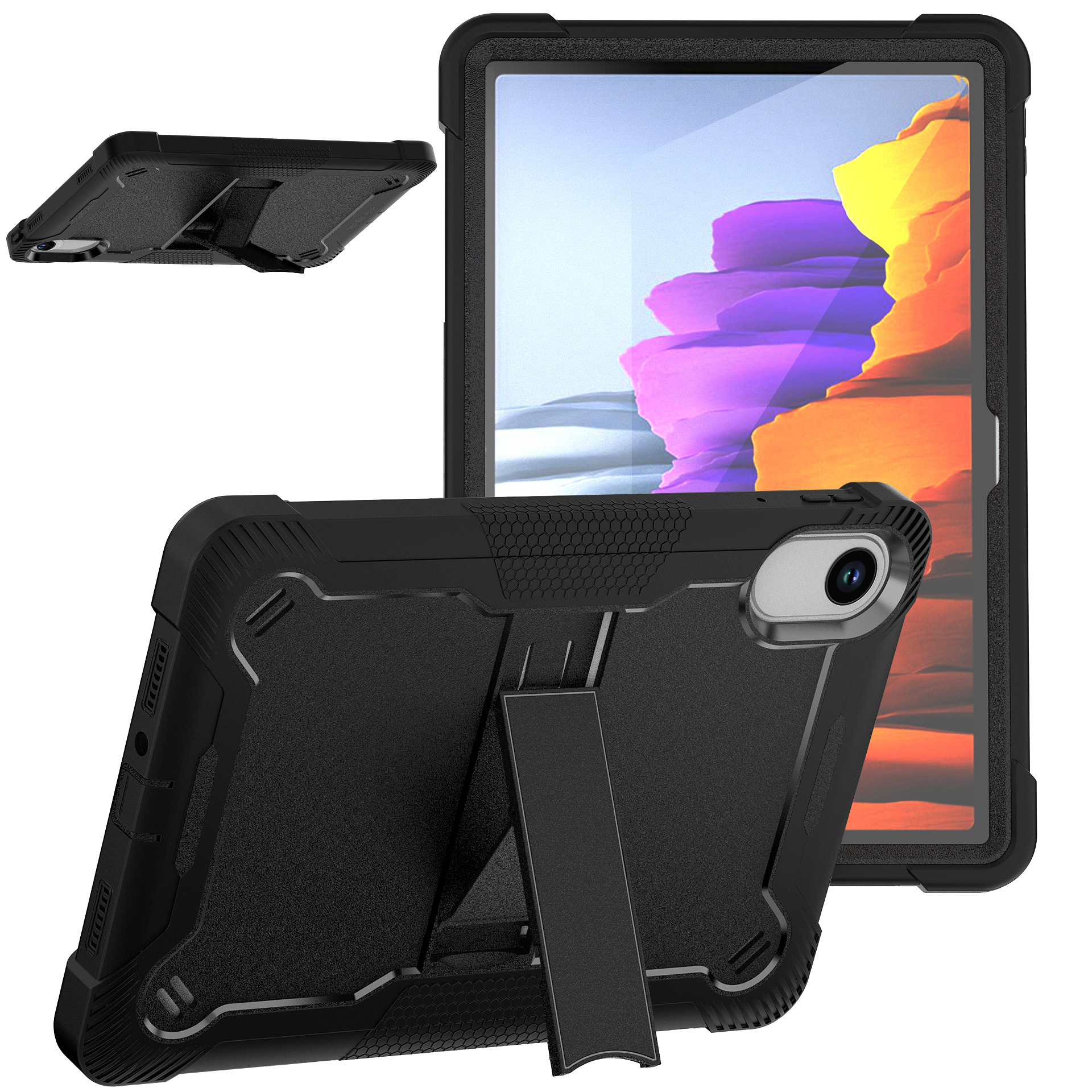 TOZIZO Black Full-Body Rugged Tablet Case for Redmi SE11 with Kickstand Protection