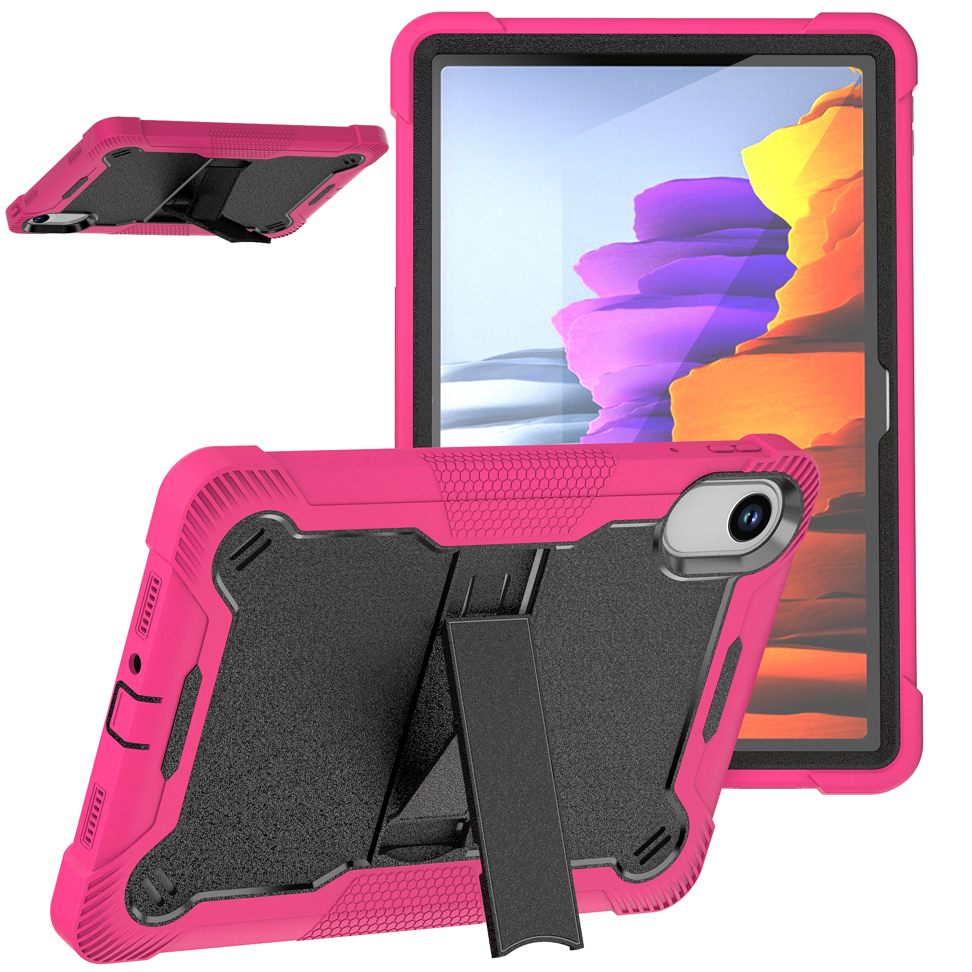 TOZIZO Rose Red Shockproof Kids Tablet Case for Redmi SE11 - Rugged Protective Cover with Kickstand