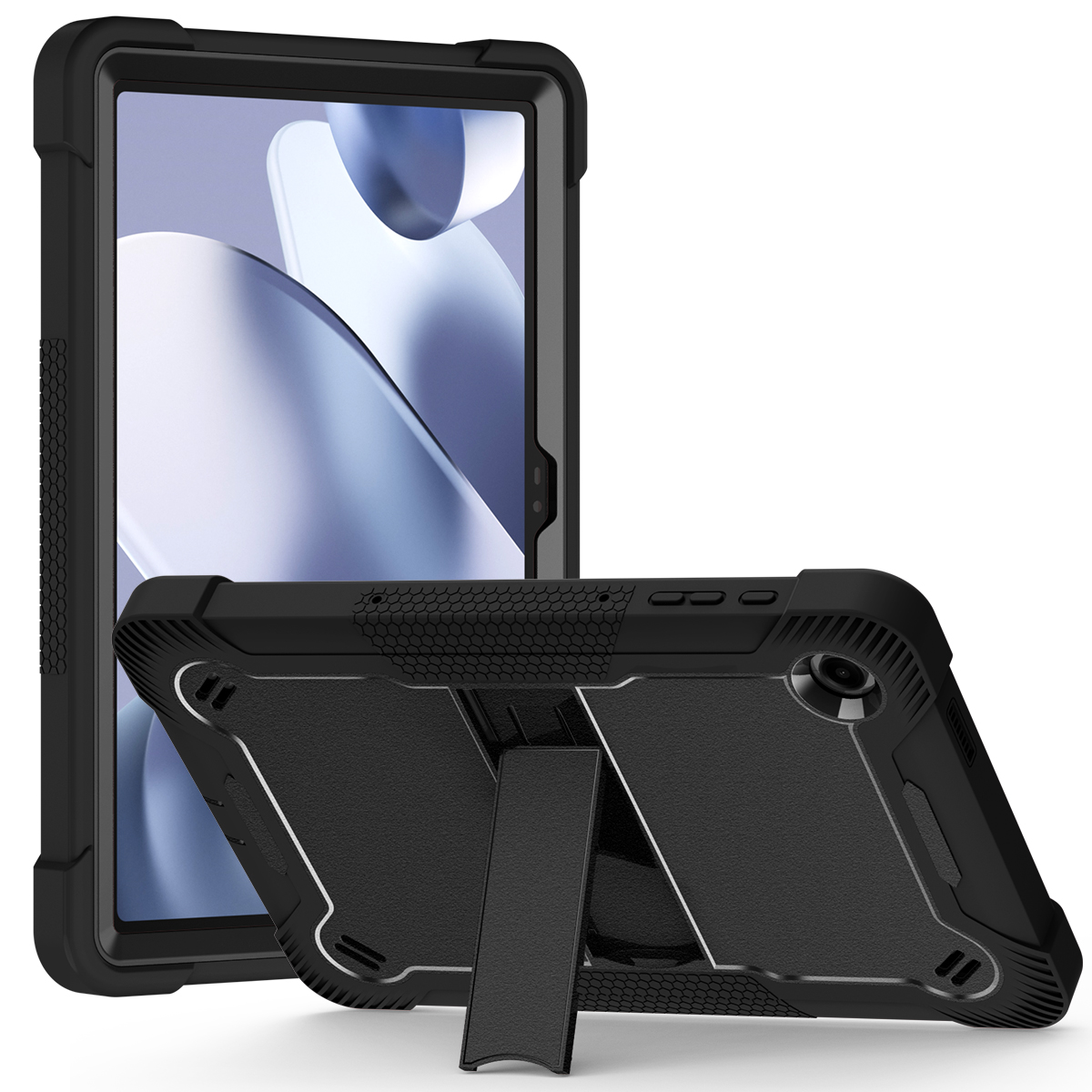 TOZIZO Black Heavy Duty Rugged Case for Revvl Tab 2 | Full Body Kickstand Cover