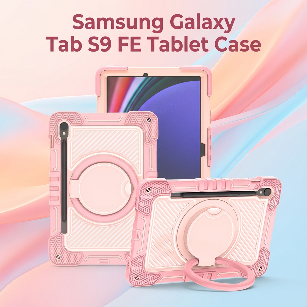 TOZIZO Pink Samsung Tab S9 FE Tablet Case | Shockproof Silicone Full Body Rugged Case