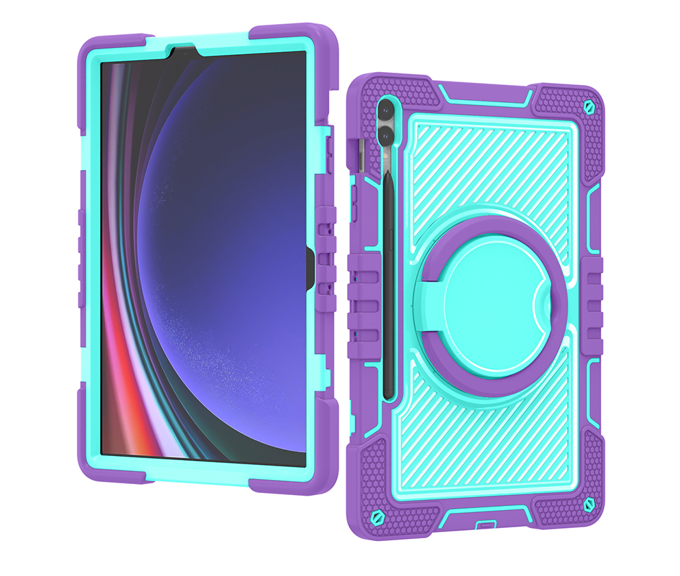 TOZIZO Purple & Mint Green Tablet Case for Samsung Tab S9 Plus - Shockproof 360° Kickstand Design