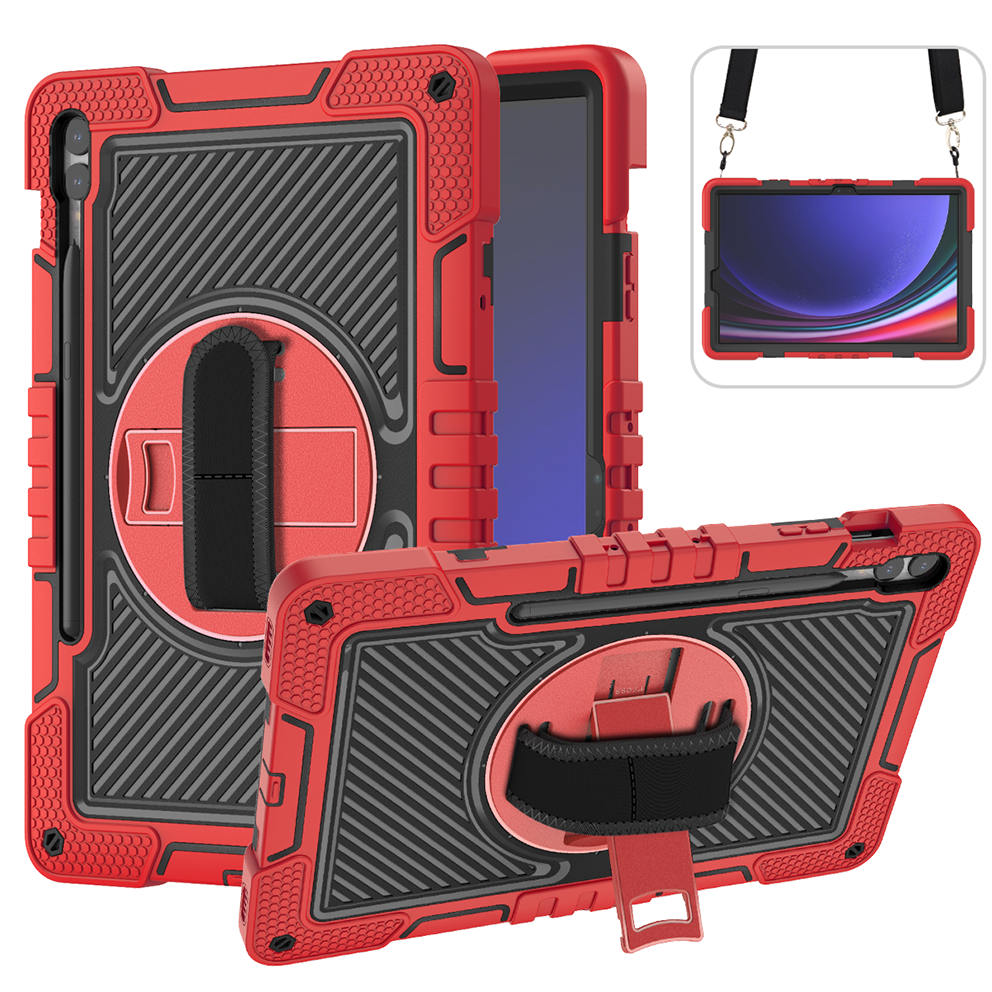 TOZIZO Shockproof Rugged Tablet Case for Samsung Tab S9 Plus – Red & Black with Kickstand