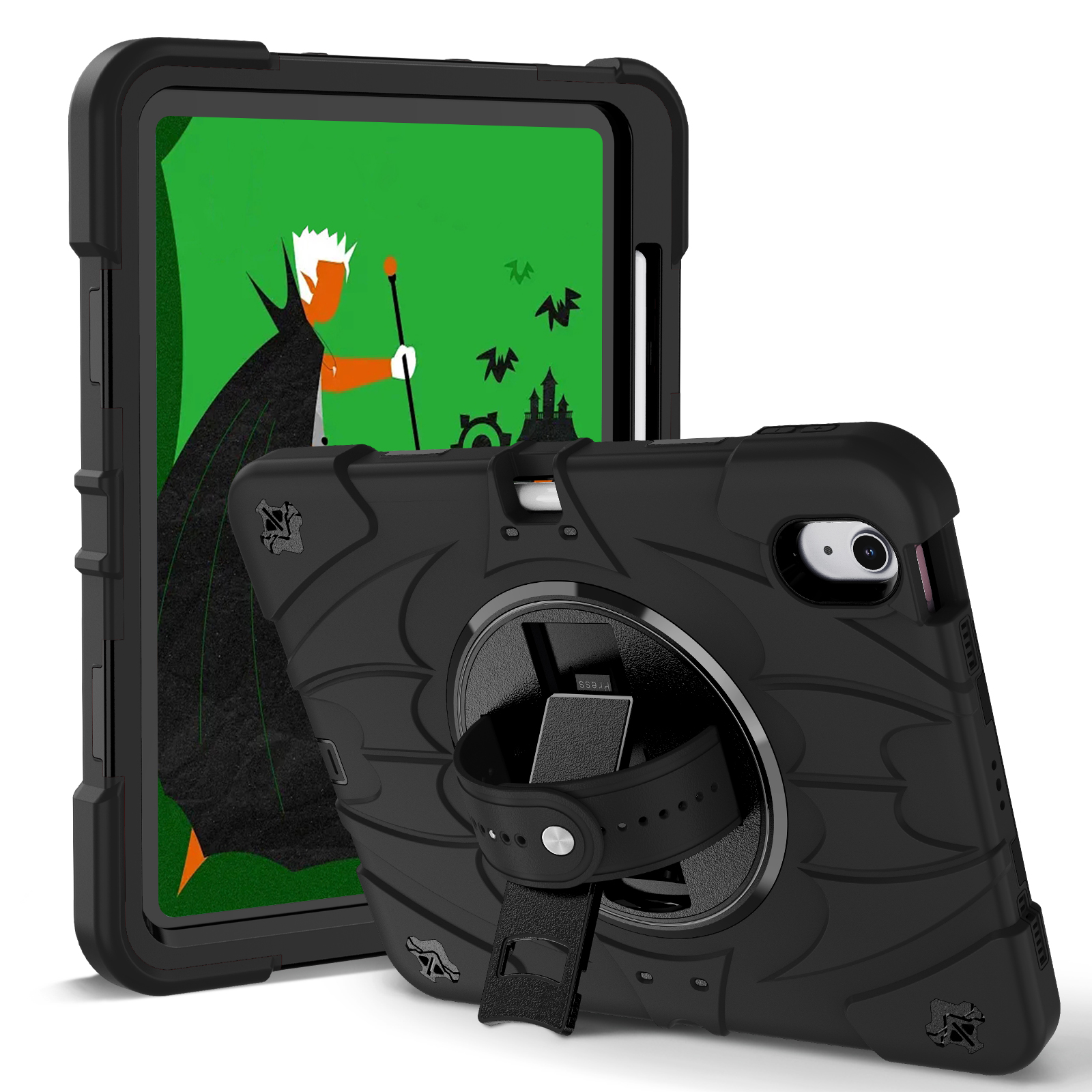 TOZIZO Heavy Duty Shockproof iPad Air 11 Tablet Case 2024/2025 with Rotating Stand - Black