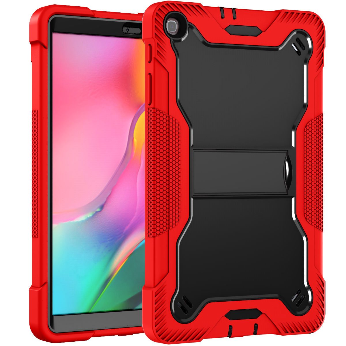 TOZIZO Military Grade Drop Proof Kid-Proof Tablet Case for Samsung Tab A 10.1 - Red Black