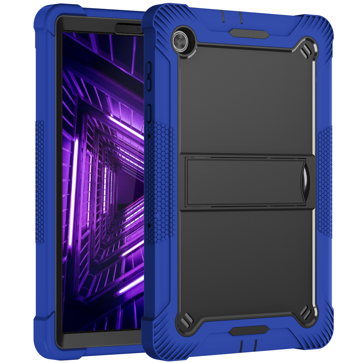 TOZIZO Heavy Duty Shockproof Combo Case for Lenovo Tab M10 Plus X606 / K10 X6C6F - Deep Blue & Black, Kid-Proof Tablet Armor