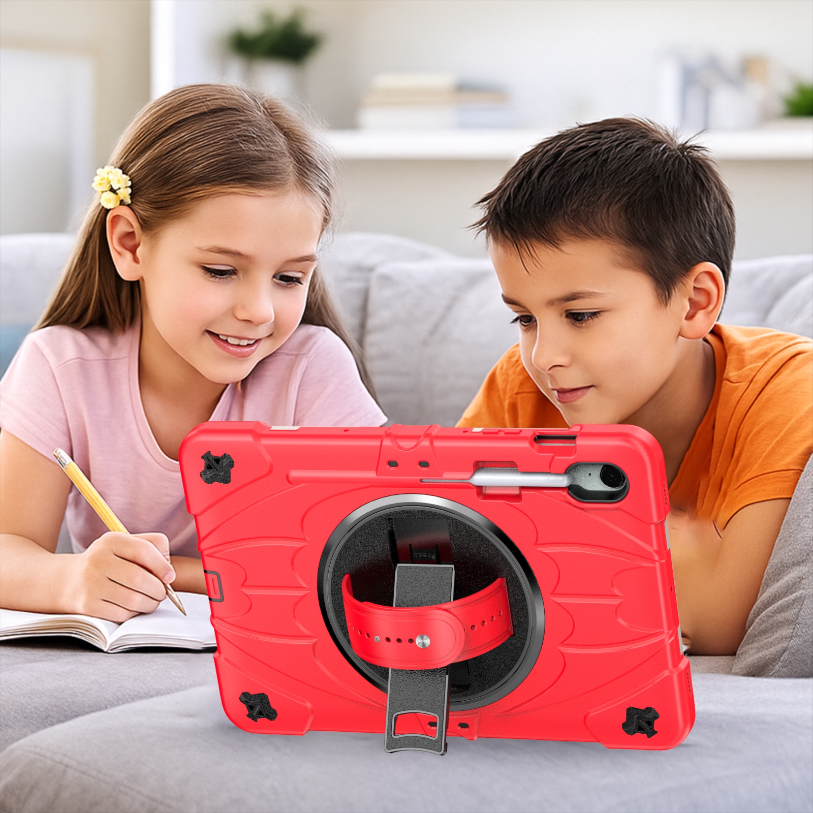 TOZIZO Protect Your Tab S11 X730/X736B Today – Anti-Drop Rugged Tablet Case with 360 Strap & Stand - Red