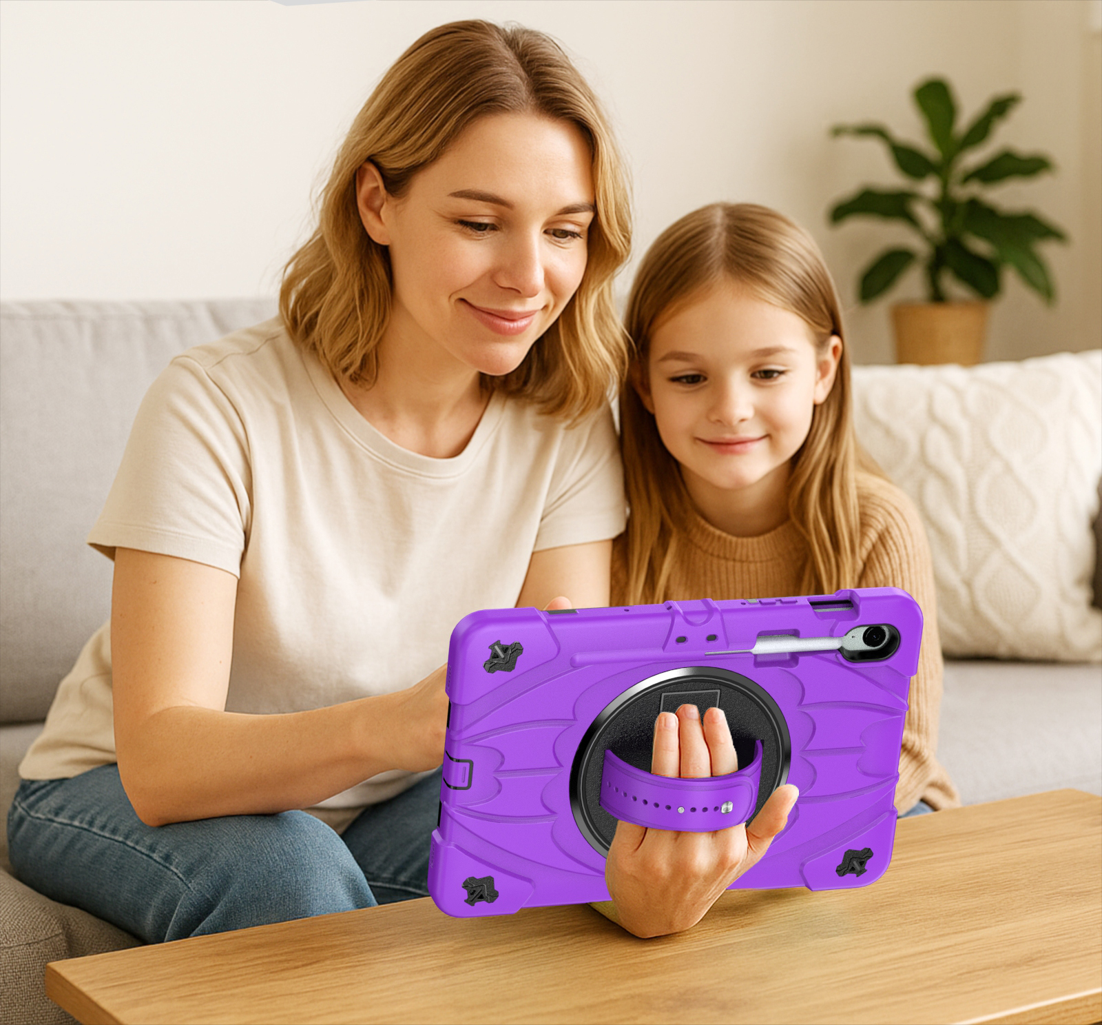 TOZIZO 360° Rotating Hand Strap Rugged Case for Tab S11 X730/X736B – Shockproof Stand Cover - Purple