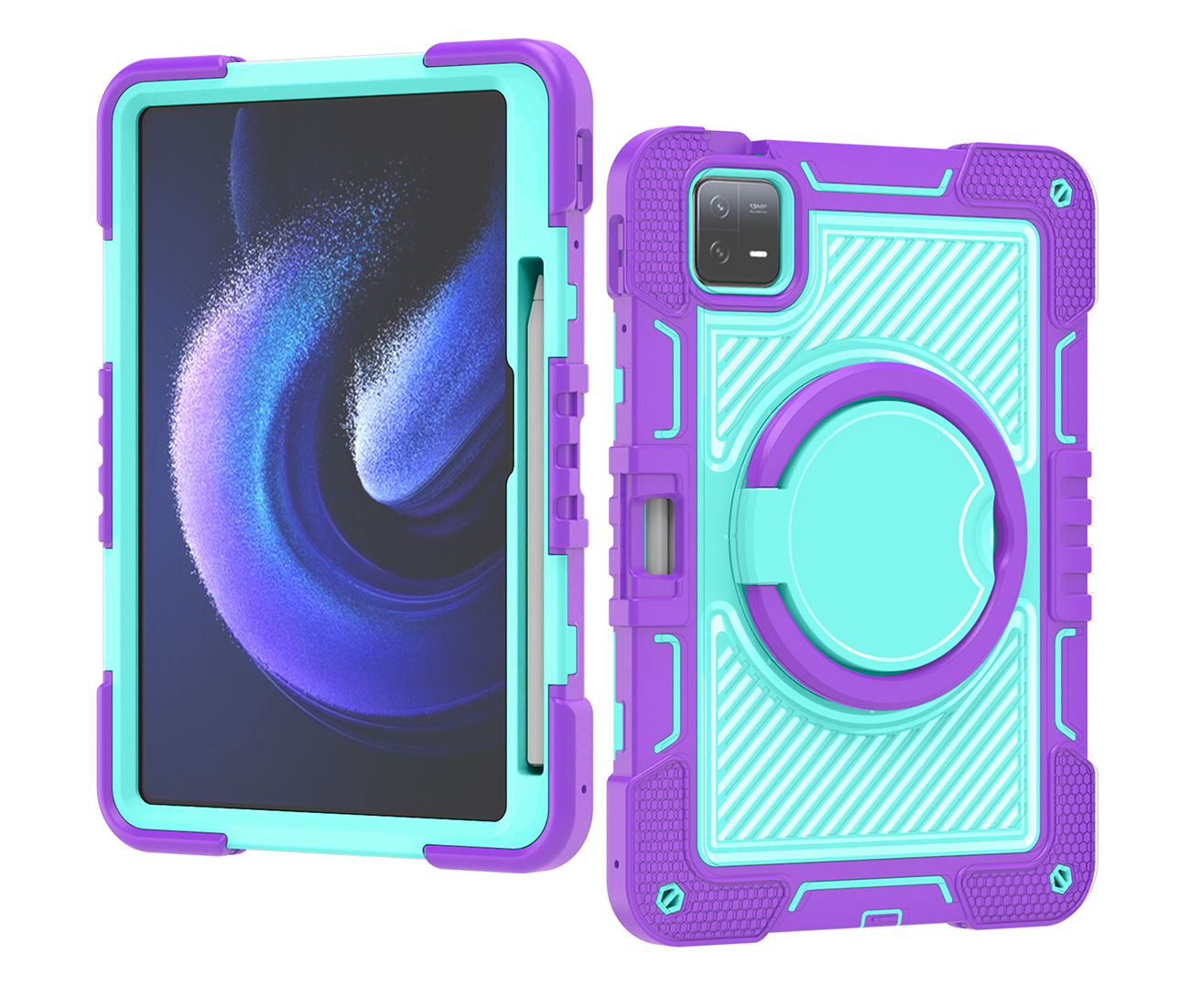 TOZIZO Kids Friendly Purple & Mint Green 360° Tablet Case for Xiaomi Pad 6 Pro 11''