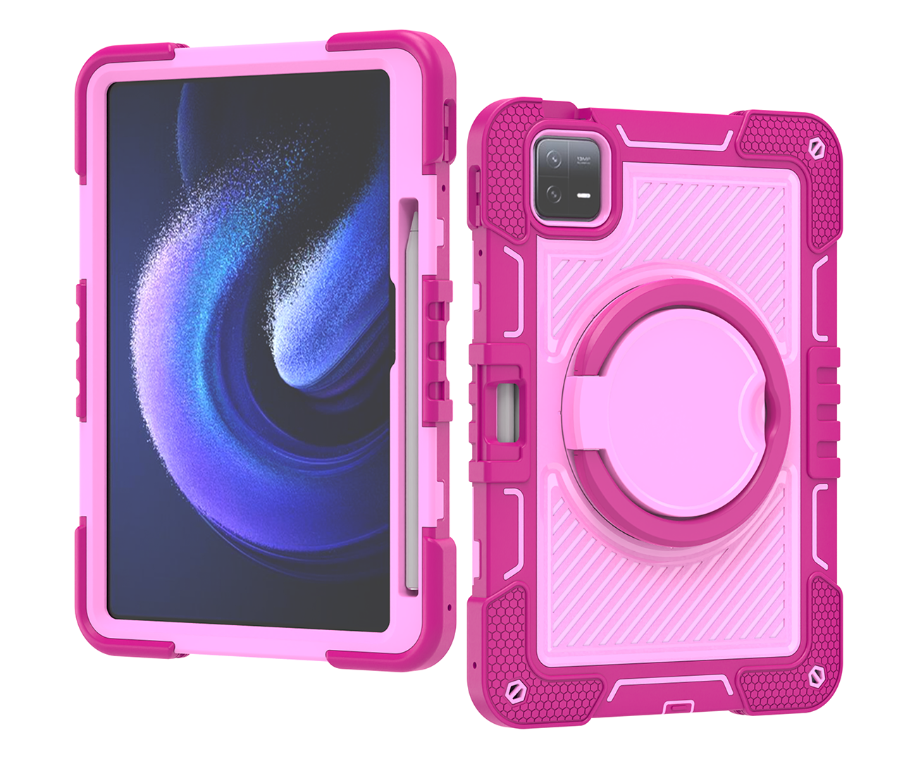 TOZIZO Rose Red & Pink Rugged Kids Tablet Case for Xiaomi Pad 6 Pro 11''