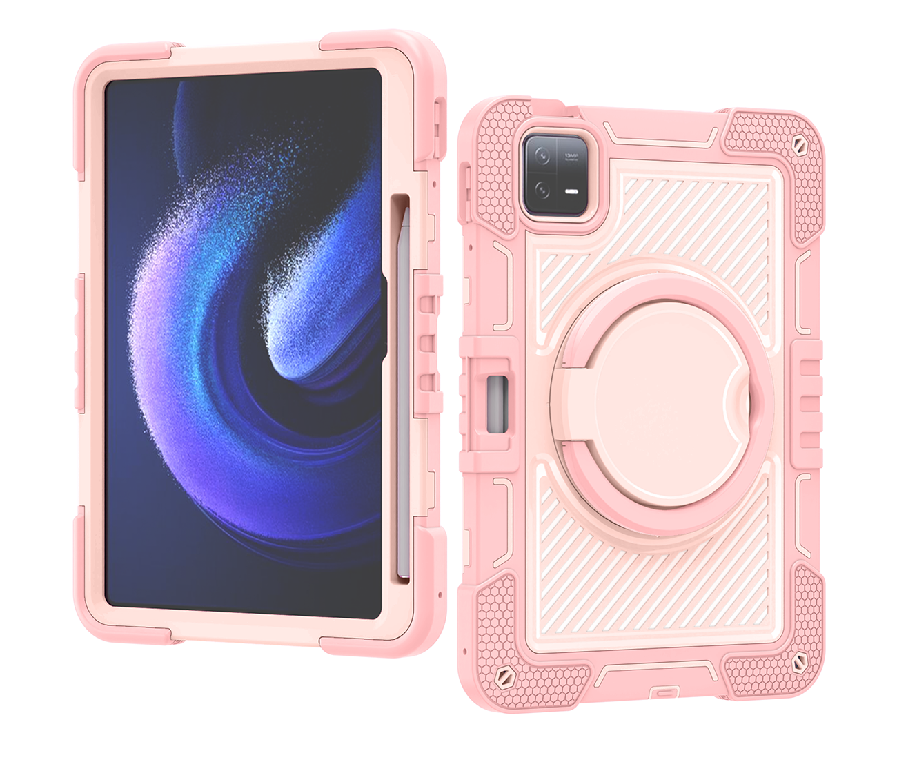 TOZIZO Pink Full Body Protective Case for Xiaomi Pad 6 Pro 11'' – 360° Kickstand & Strap