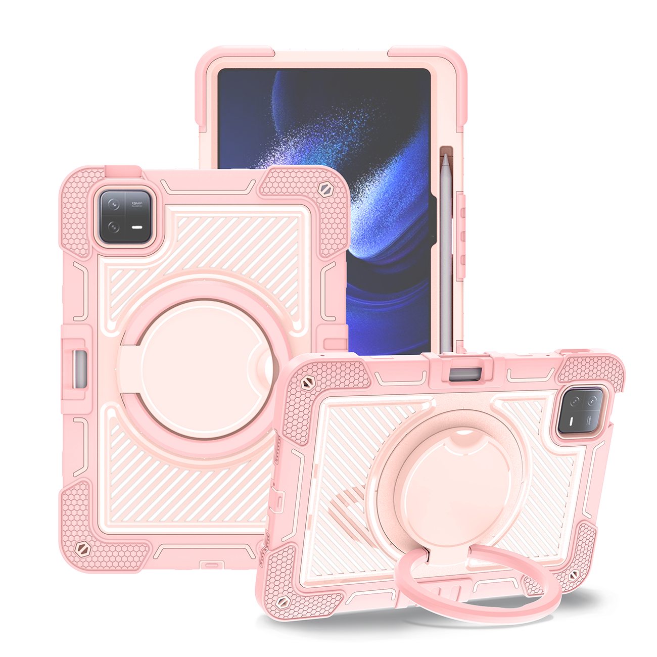 TOZIZO Slim Rugged Silicone Tablet Case for Xiaomi Pad 6 - Light Pink Full Body Protective Cover