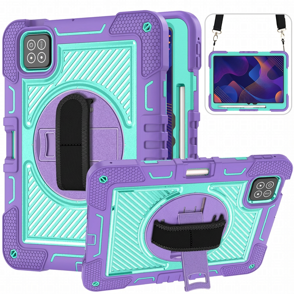 TOZIZO 360° Rotating Rugged Tablet Case for Xiaomi Pad 7 - Purple & Mint Green Silicone Shockproof Cover