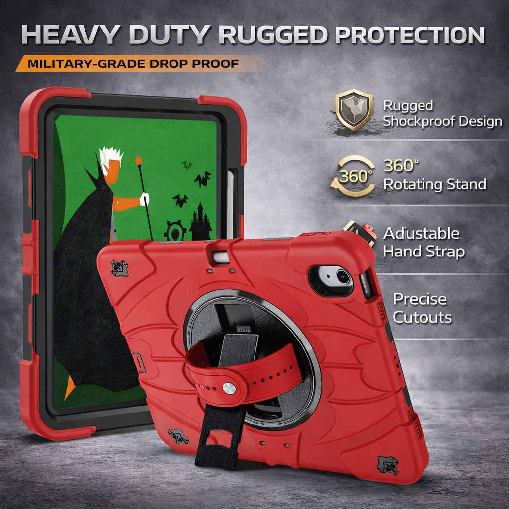 TOZIZO Shockproof Kickstand Case for iPad 10.9/A16 – Rugged Drop-Resistant – Red
