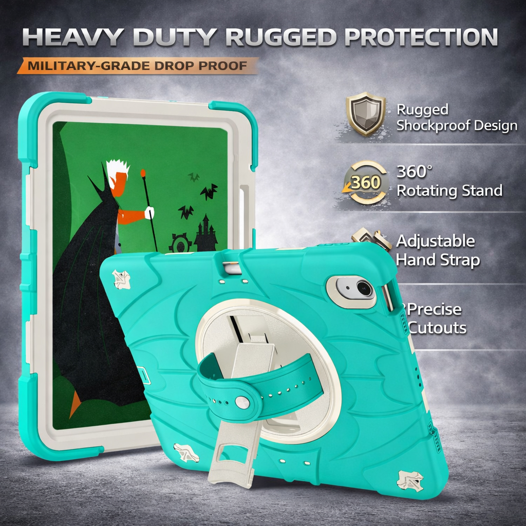 TOZIZO Defender Rugged Tablet Case for iPad 10.9 2022/A16 – Shock-Absorbing with Kickstand –Mint Green
