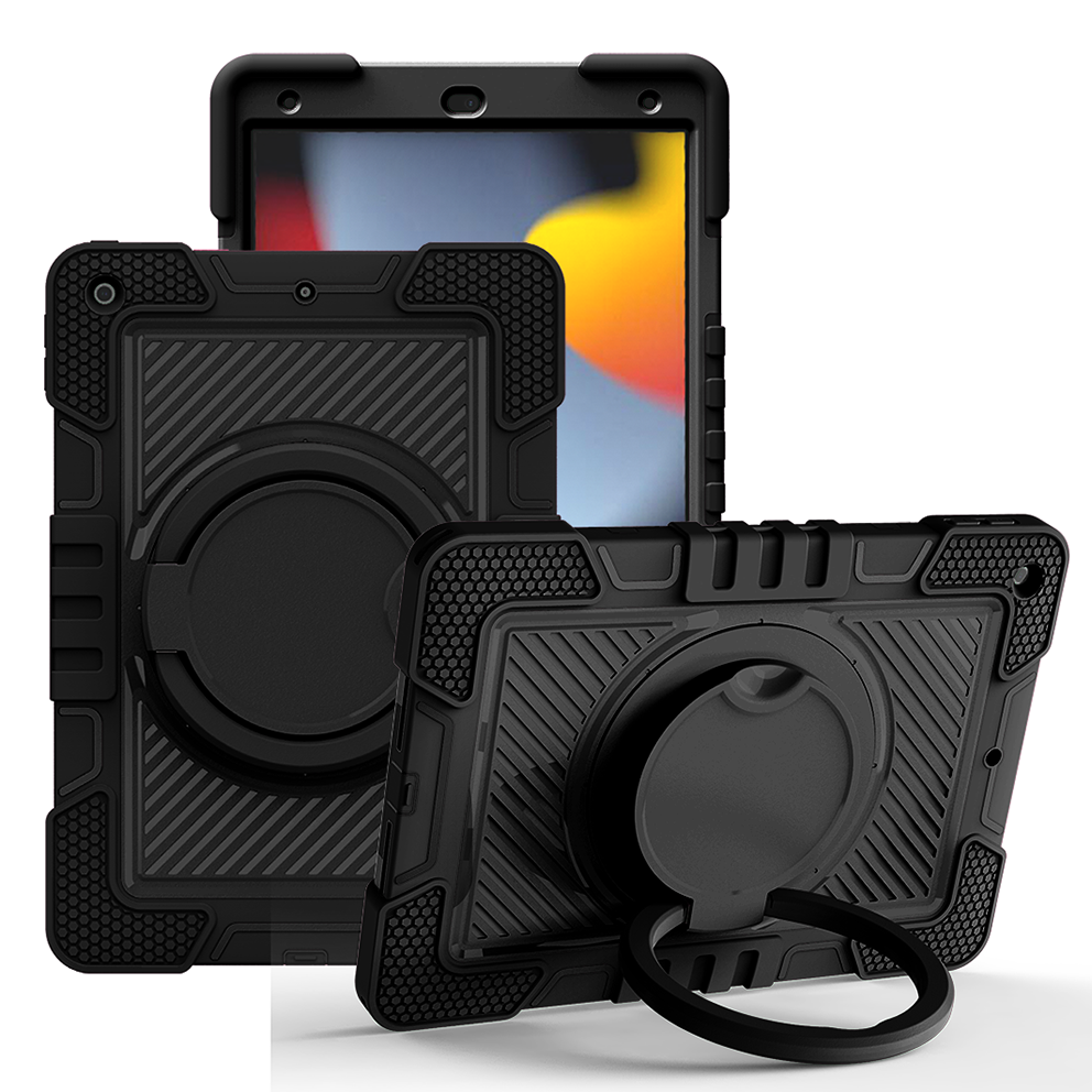 TOZIZO Black Rugged iPad 10.2 Case with 360° Stand – Full Body Shockproof Cover