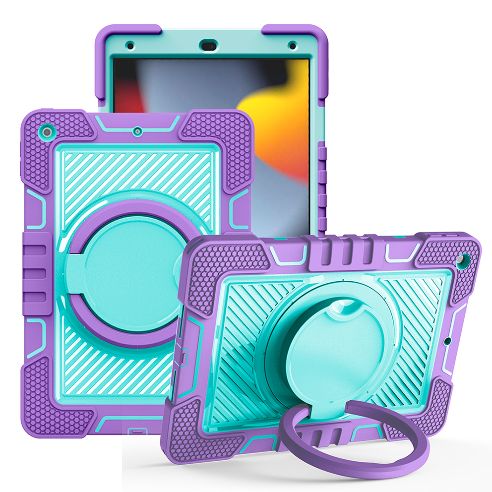 TOZIZO Rugged iPad 10.2 Case with 360° Kickstand – Purple Mint Green Shockproof Cover
