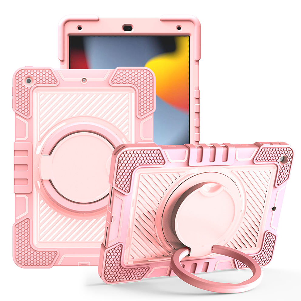 TOZIZO Full Body Shockproof iPad 10.2 Case with Ring Stand – Soft Pink Rugged Cover