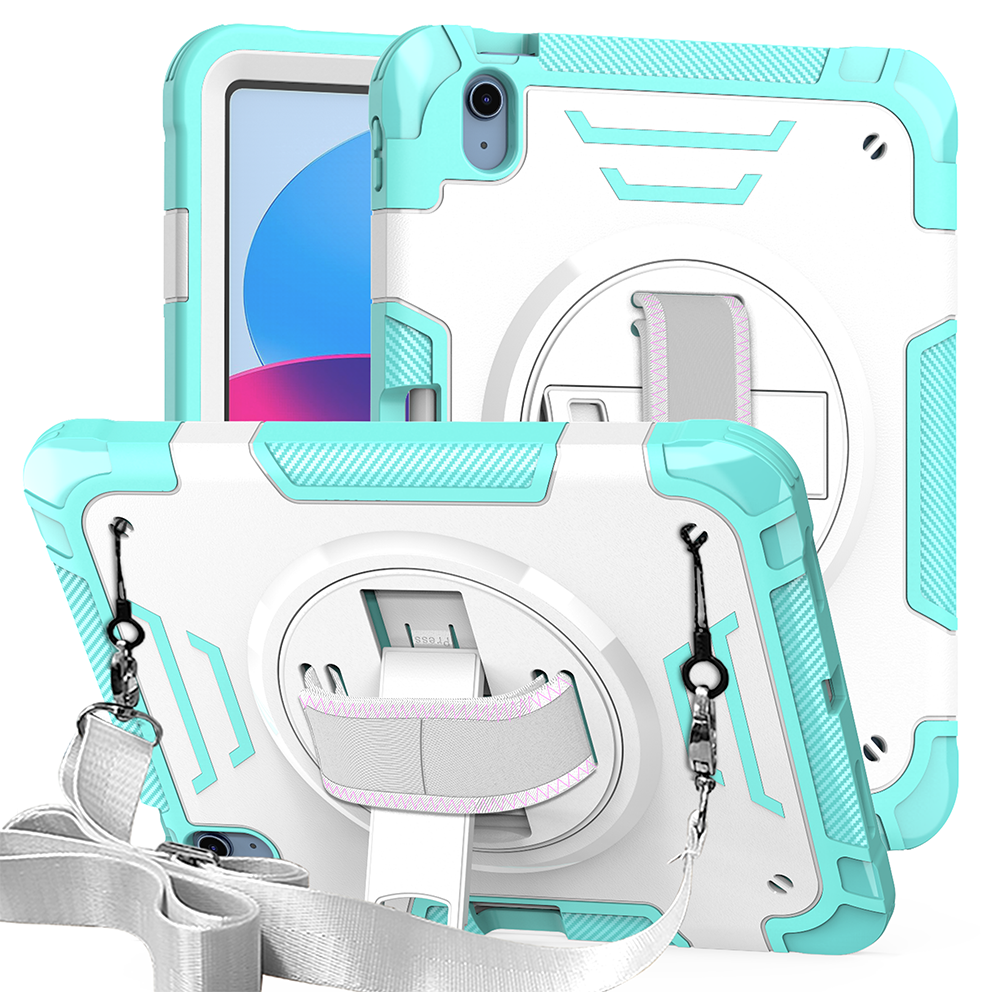 TOZIZO Mint Green Rugged iPad 11th 2025 Case with 360° Stand & Strap - Shockproof Triple Layer Protection