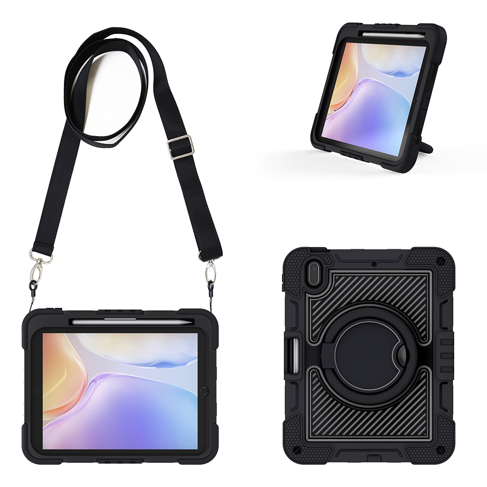TOZIZO Black Heavy Duty iPad 11th (A16) Protective Case with 360° Kickstand