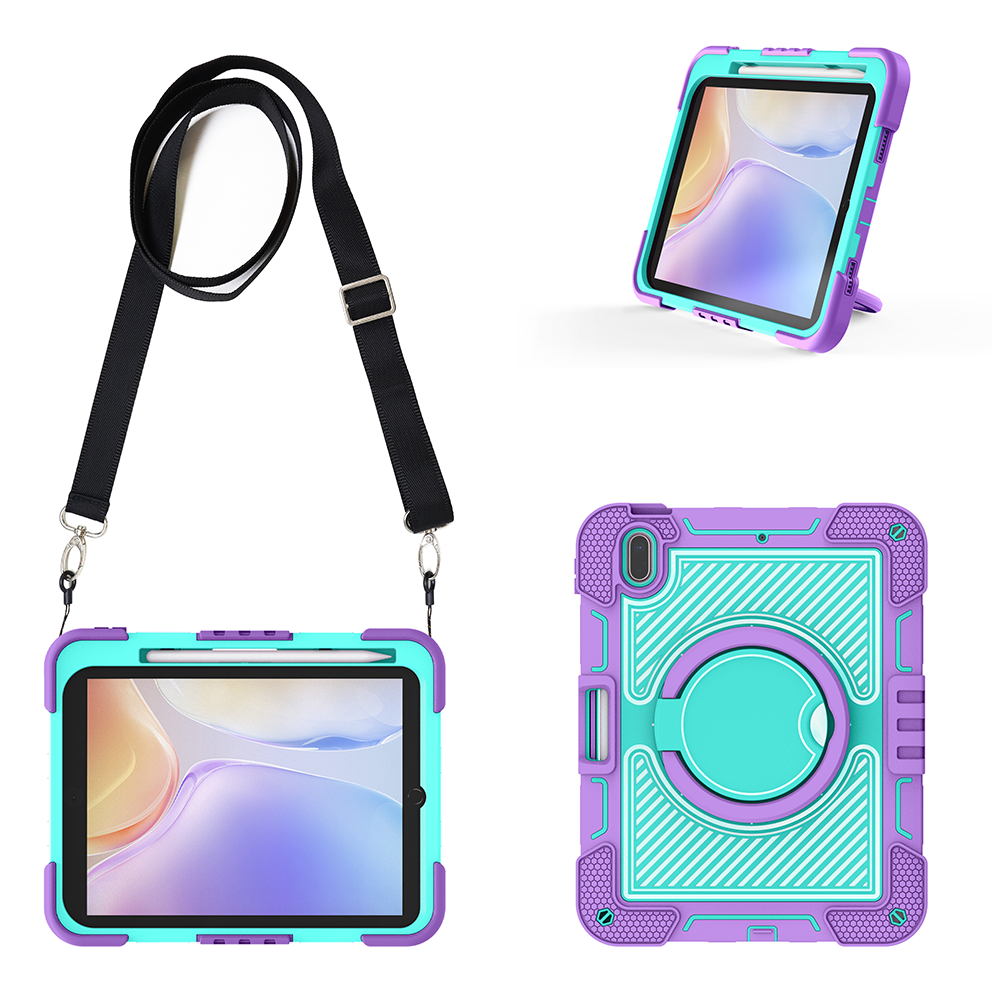 TOZIZO Shockproof Silicone iPad 11th (A16) Tablet Case - Purple & Mint Green