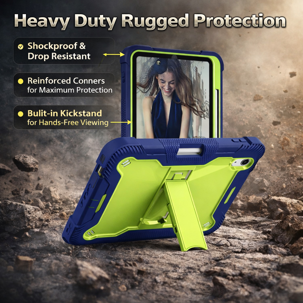 TOZIZO Violet Green iPad 10th Gen Case – Heavy Duty Shockproof Kickstand Tablet Cover