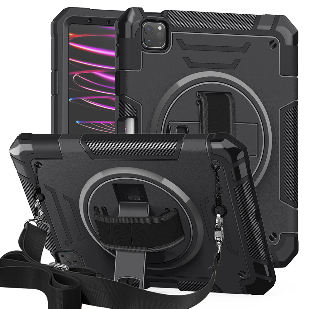 TOZIZO Black Heavy Duty iPad Air4 10.9 Case – Rugged Shockproof Cover with Stand