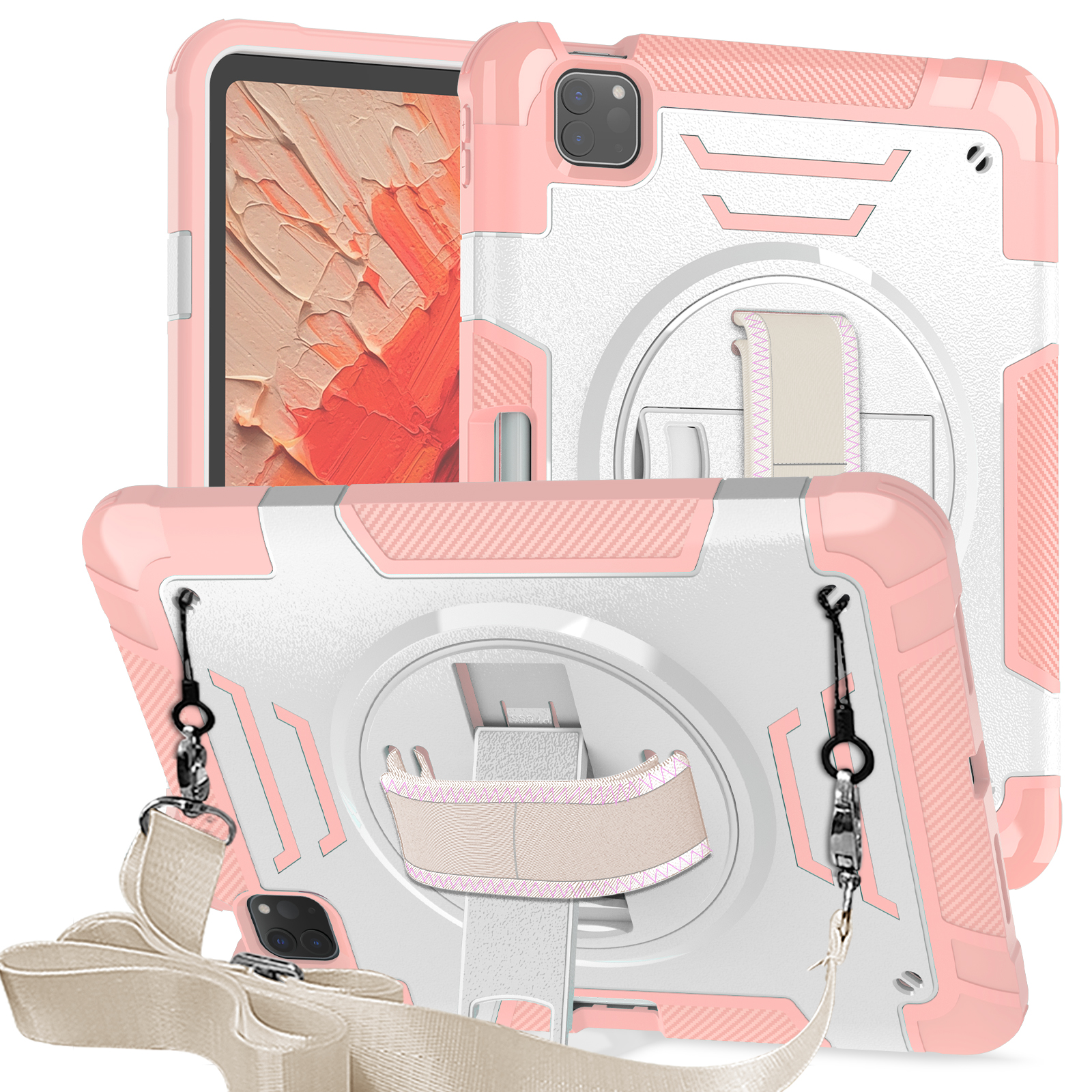 TOZIZO Pink Shockproof Case for iPad Air5 | Rugged Kids-Friendly Tablet Cover with Stand