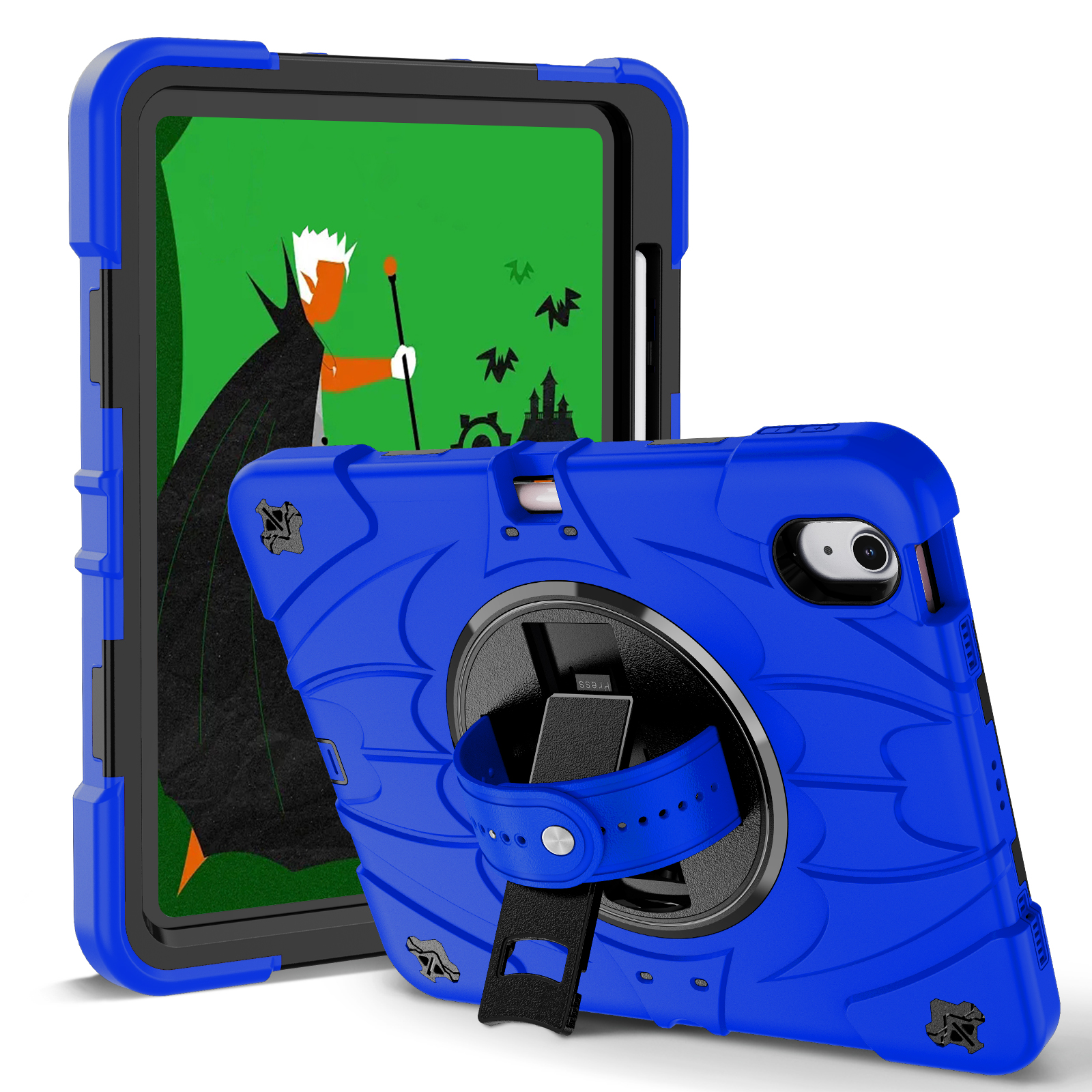 TOZIZO Blue Shockproof Rugged Tablet Case for iPad Air 11 2024/2025 with Handle & Kickstand