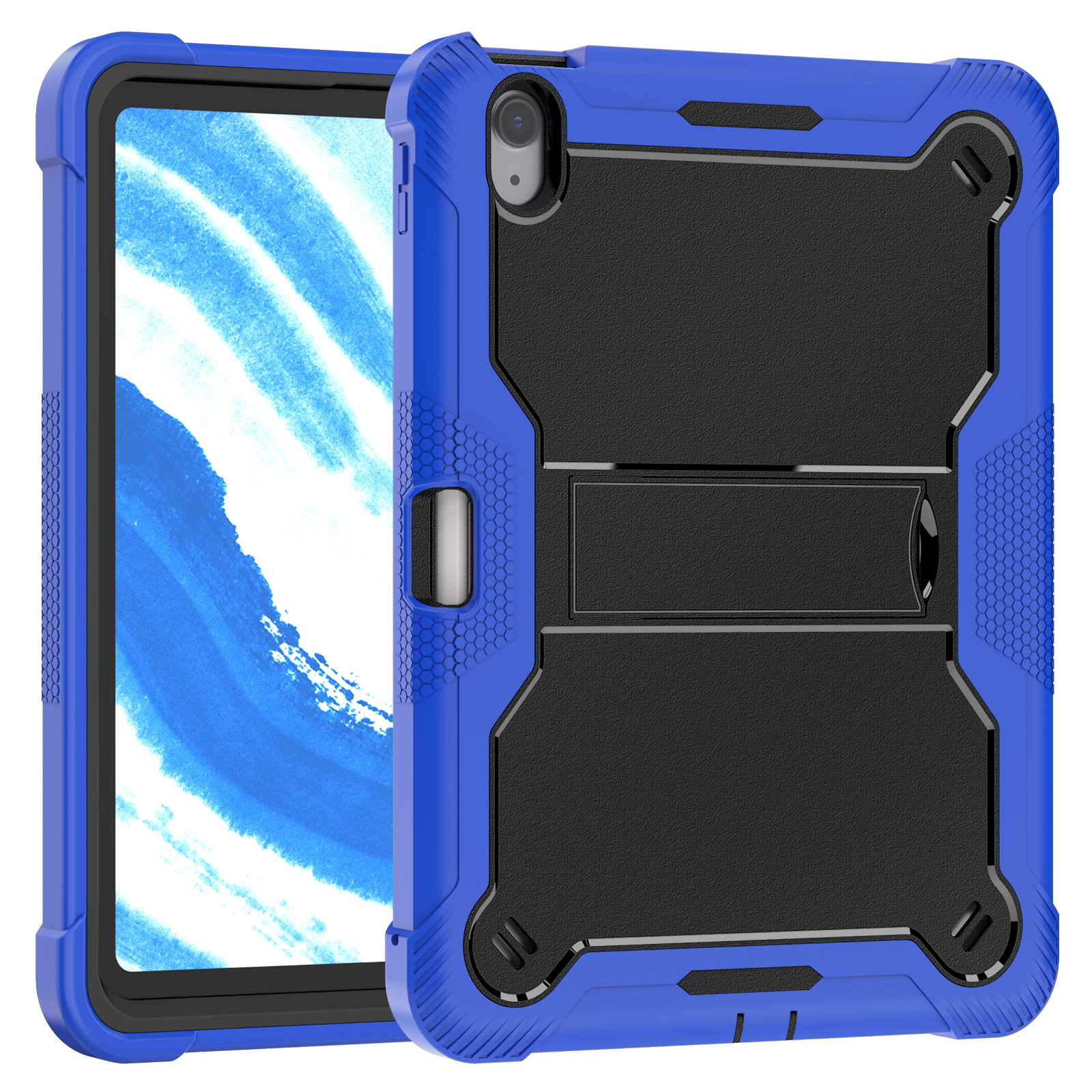 TOZIZO Dark Blue+Black Shockproof iPad Air 11 M4 Case 2026 | Rugged Full-Body Protective Tablet Case with Kickstand