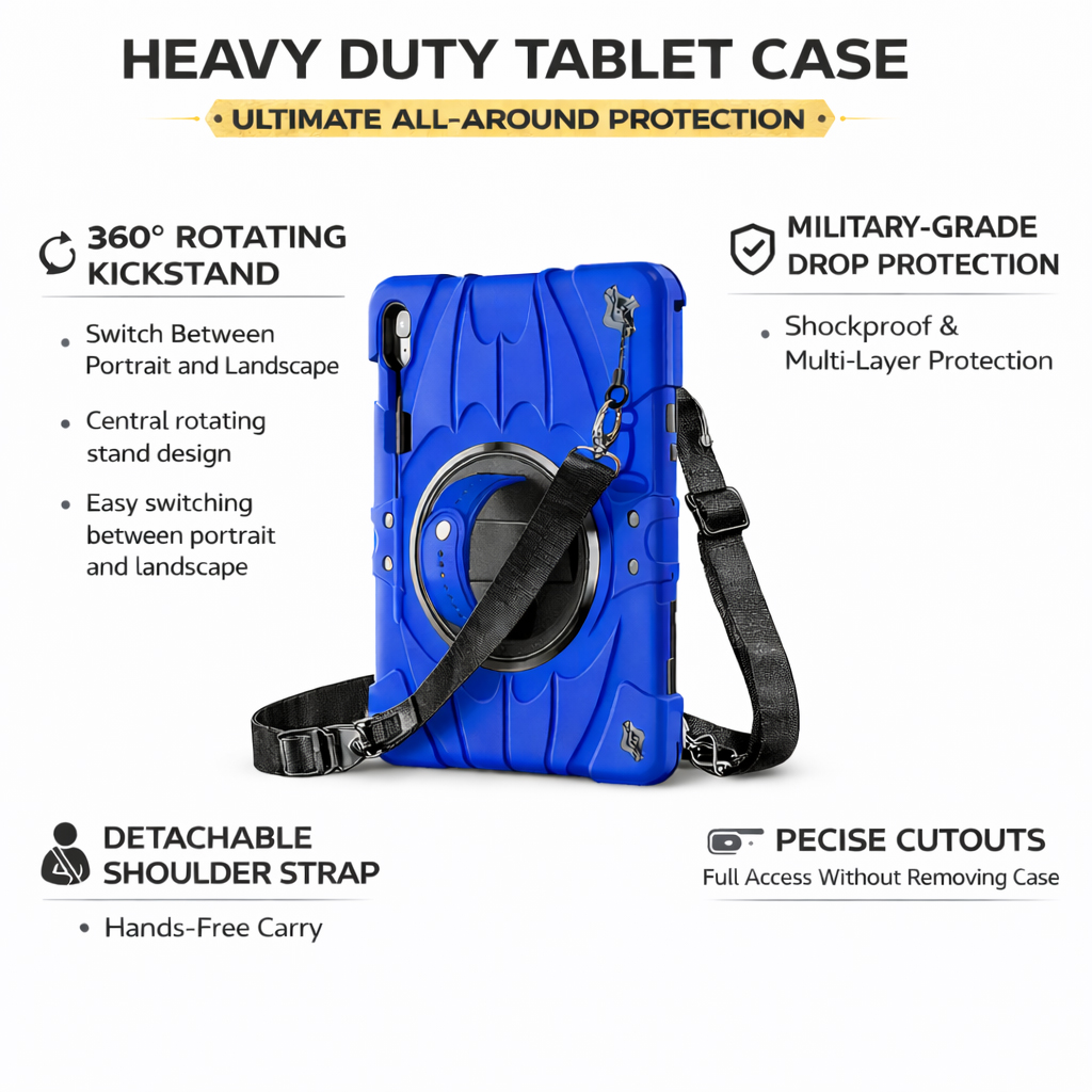 TOZIZO Blue 360° Rotating Tablet Case for Galaxy Tab S10 FE Plus – Drop Resistant Silicone Tablet Cover