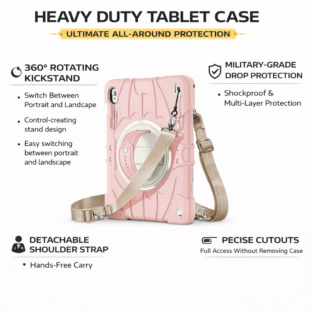 TOZIZO Pink Kids-Friendly Tablet Case for Galaxy Tab S10 FE Plus – Soft Silicone with 360° Stand