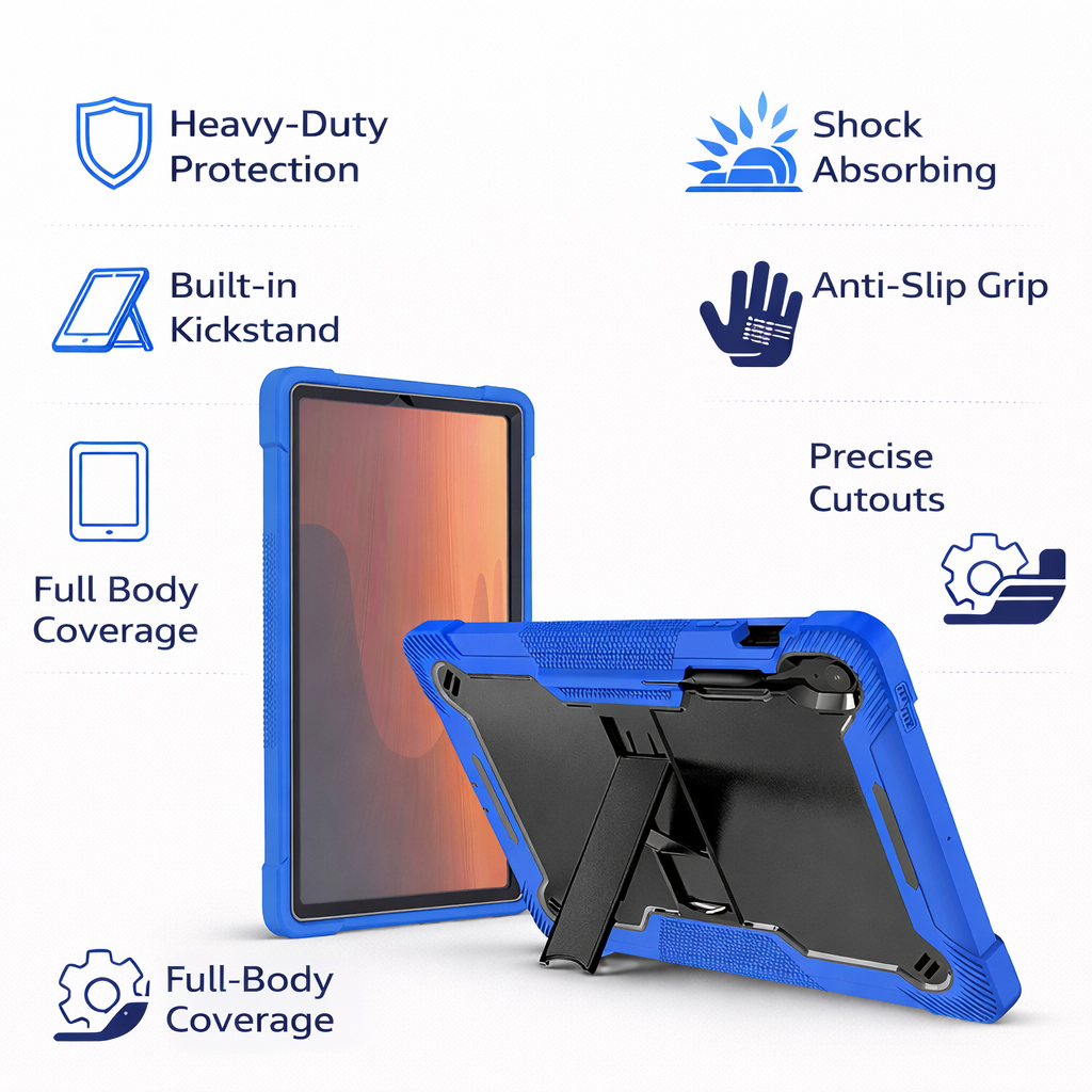 TOZIZO Dark Blue+Black Shockproof Rugged Tablet Case for Samsung Galaxy Tab S10FE+ with Rugged Design