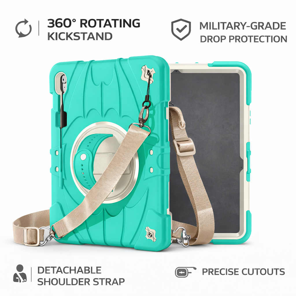 TOZIZO Heavy Duty 360 Rotating Tablet Case for Samsung Galaxy Tab S10 FE Plus – Kids Friendly Shockproof Silicone Tablet Cover (Green)