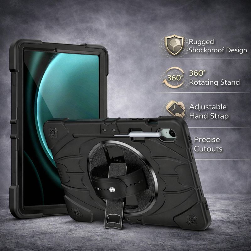 TOZIZO Samsung Galaxy Tab S11 X730/X736B Heavy Duty 360° Rotating Stand Silicone Shockproof Case - Black
